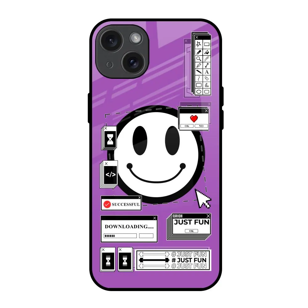 Scratch Guard Code with Smile Glass Case for iPhone 15 Plus