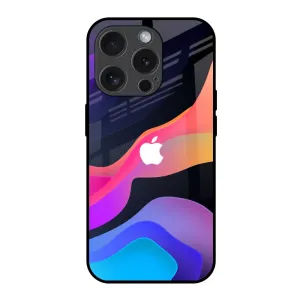 Glossy Texture Colorful Fluid Glass Case for iPhone 15 Pro