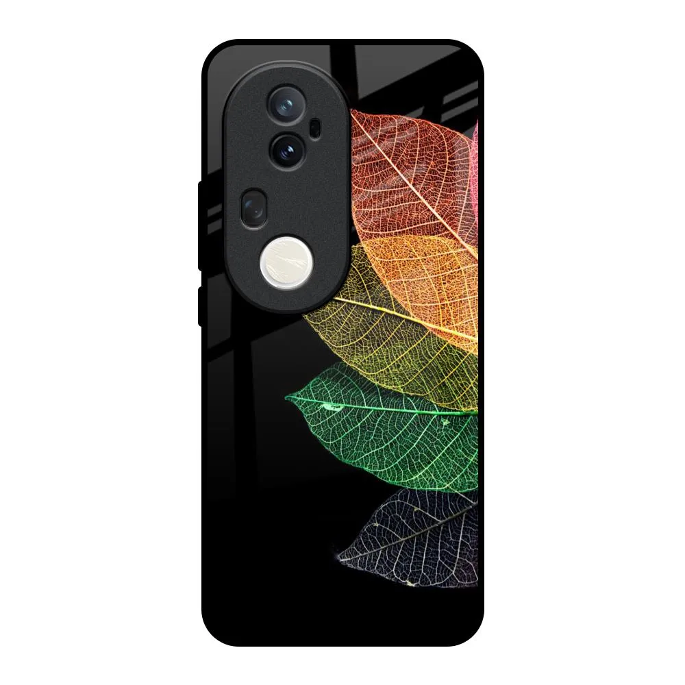 Colorful Leaves Glass Case for Vivo T4 Ultra 5G Modern Frame Anti Slip
