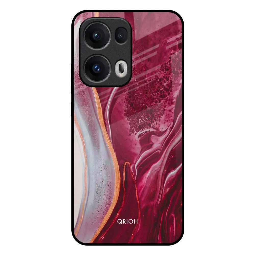Polished Texture Finish Crimson Ruby Glass Case for Oppo Reno13 Pro 5G