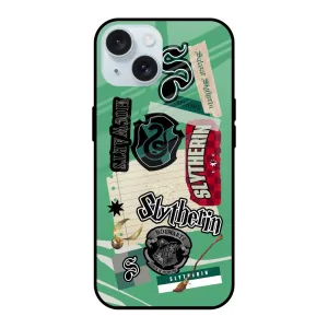 Slytherin Glass Case for iPhone 15 Flexible Layer Design Stylish Edge