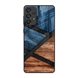 Wooden Tiles Glass Case for Samsung Galaxy A73 5G Versatile Design Smooth Lining