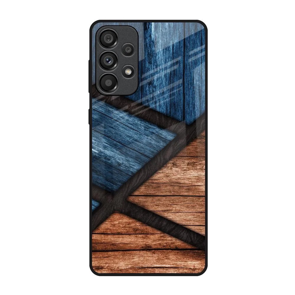 Wooden Tiles Glass Case for Samsung Galaxy A73 5G Versatile Design Smooth Lining