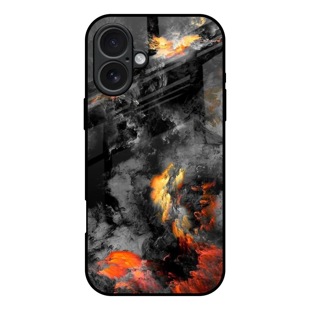 Hybrid Edge Finish Soft Finish Lava Explode Glass Case for iPhone 17