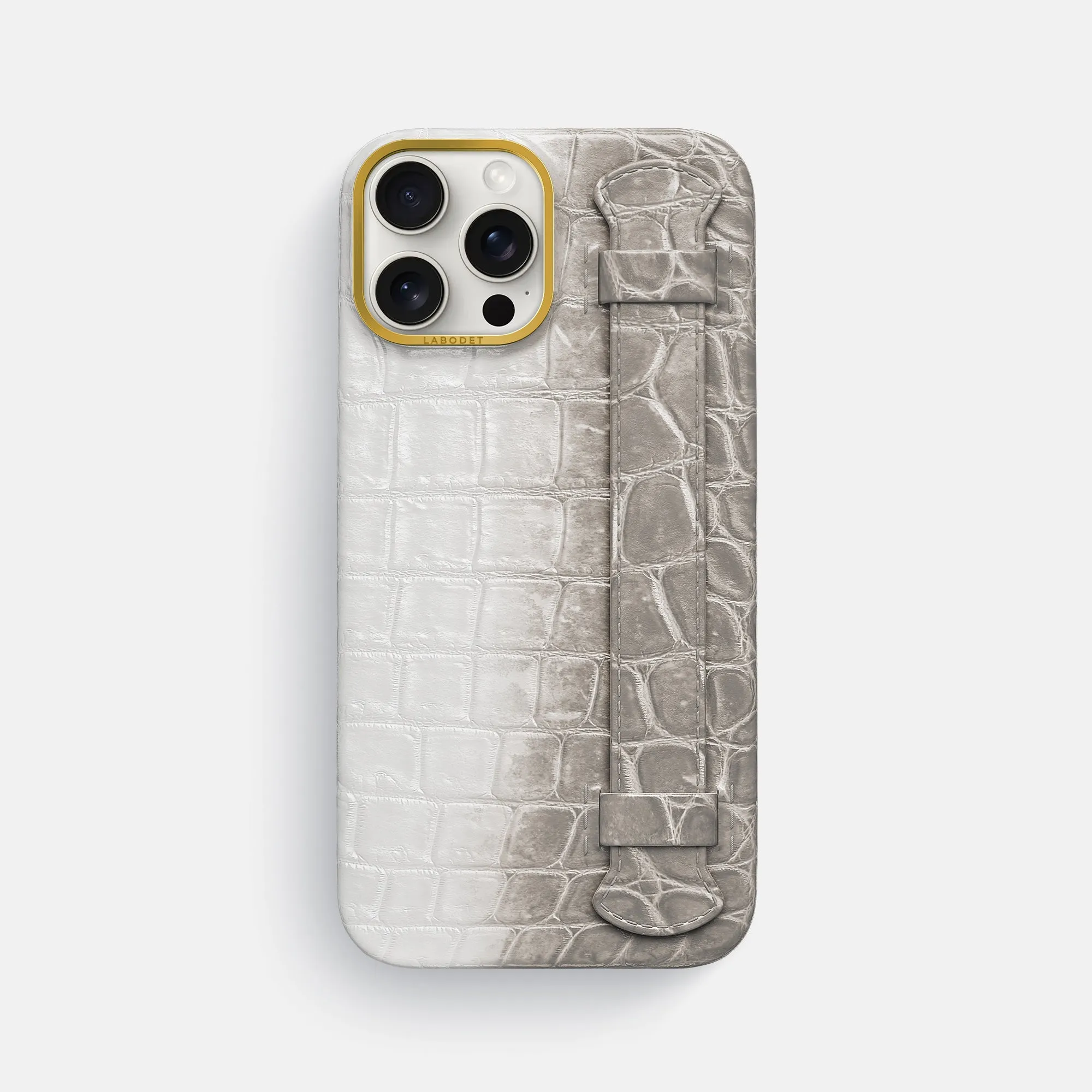 Handle Case For iPhone 16 Pro Max In Himalayan Crocodile Smooth Texture Pattern Smooth Pattern