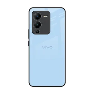 Pastel Sky Blue Glass Case for Vivo V25 Pro Elegant Surface Texture Minimal Surface Layer