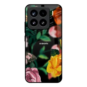 Flowers & Butterfly Glass Case for Mi 15 5G Matte Look Design