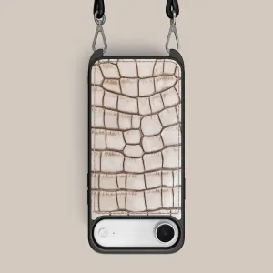Crossbody Sport Case 1/1 Cafe Creme For iPhone 17 Air In Alligator Scratchproof Surface