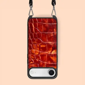 Modern Accessory Glossy Pattern Crossbody Sport Case 1/1 Red-Clay For iPhone 17 Air In Alligator