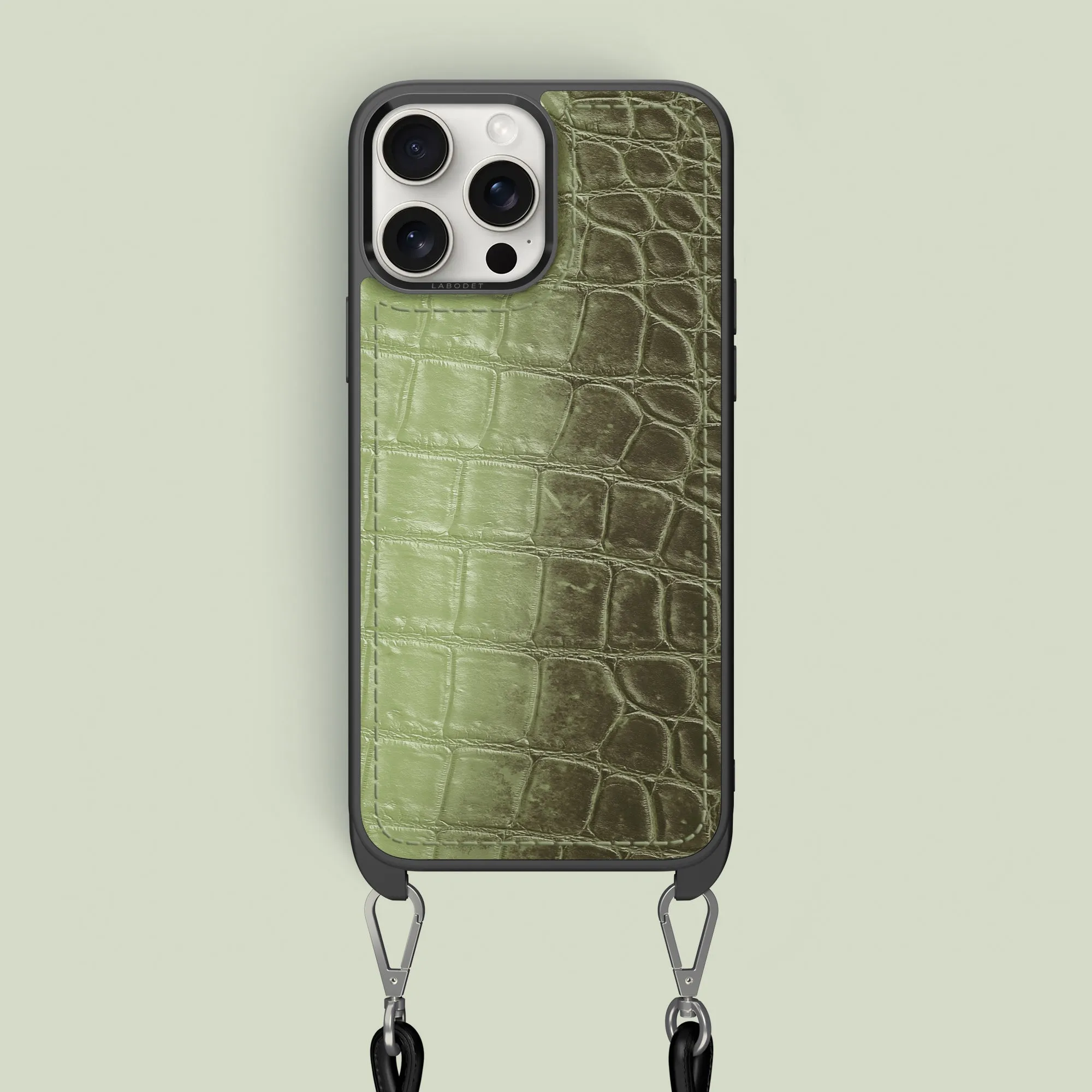 Crossbody Sport Case Celadon Green For iPhone 16 Pro Max In Himalayan Crocodile Practical Look