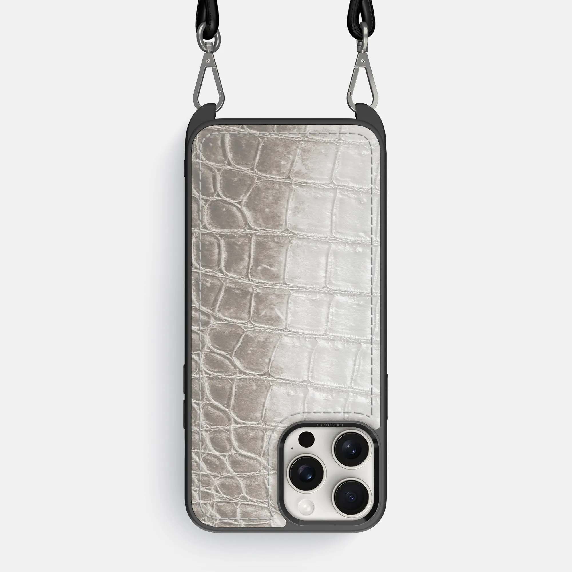 Crossbody Sport Case For iPhone 16 Pro Max In Himalayan Crocodile Soft edges Marble finish