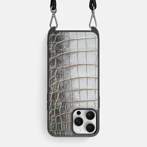 Crossbody Sport Case For iPhone 16 Pro Max In Himalayan Crocodile Long Lasting