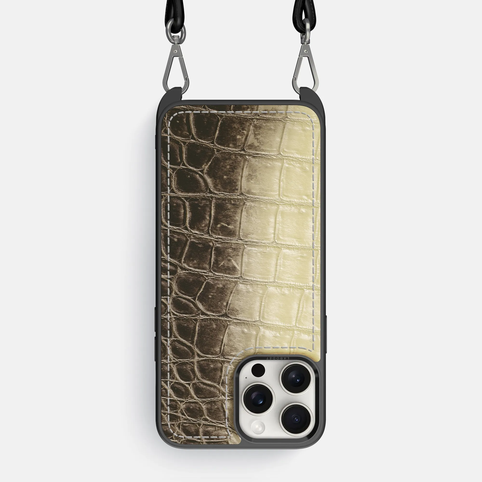 Premium Detail Elegant Accent Crossbody Sport Case For iPhone 16 Pro Max In Himalayan Crocodile