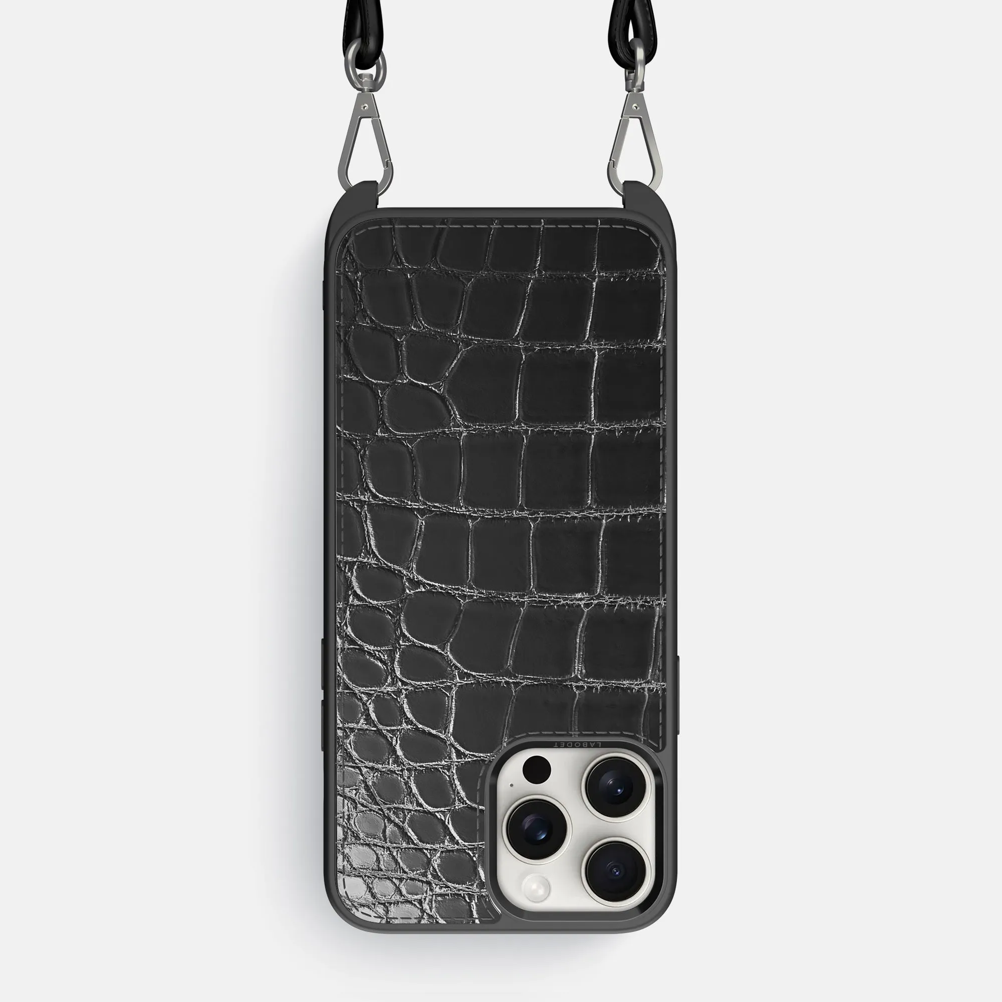 Crossbody Sport Case For iPhone 16 Pro Max In Patina Alligator Flexible Surface Texture Flexible structure