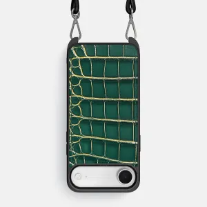 Crossbody Sport Case For iPhone 17 Air In Patina Alligator Compact Edge