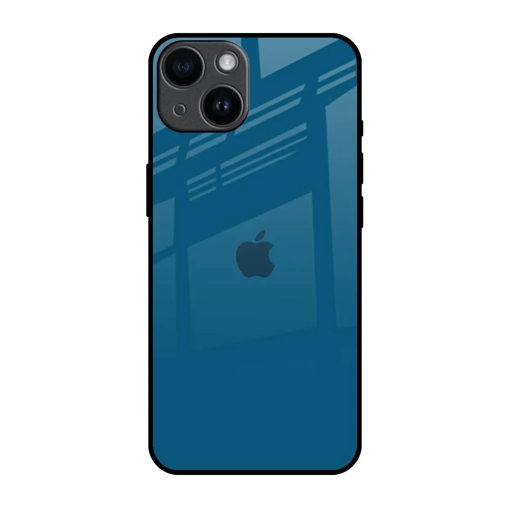 Cobalt Blue Glass Case for iPhone 14 Polished Surface Texture