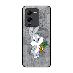Cute Baby Bunny Glass Case for Vivo V25 Pro Smooth Look Flexible frame