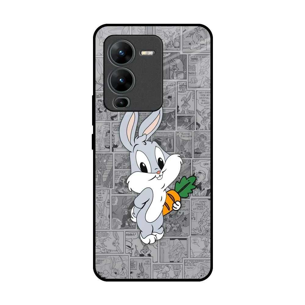 Cute Baby Bunny Glass Case for Vivo V25 Pro Smooth Look Flexible frame