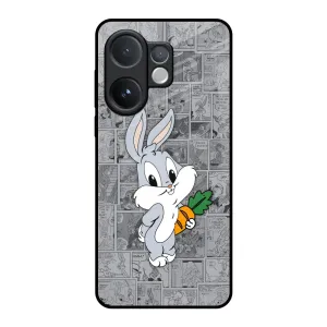 Crystal Finish Cute Baby Bunny Glass Case for Vivo V60 5G