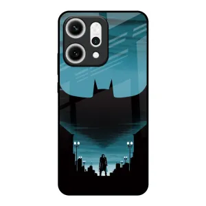 Cyan Bat Glass Case for Oppo Reno14 5G Minimal Surface