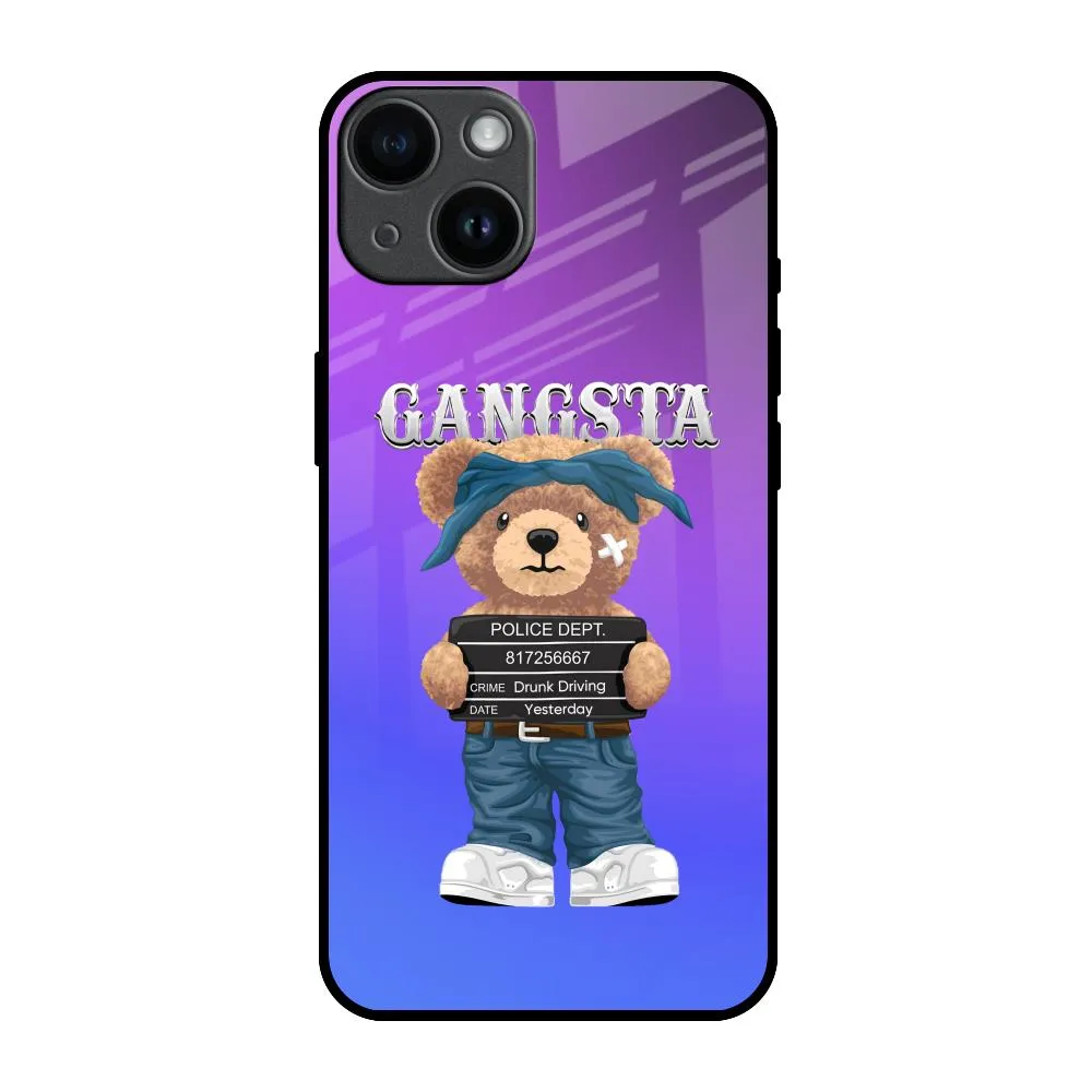 Gangsta Bear Glass Case for iPhone 14 Classic Grip Smooth Craftsmanship