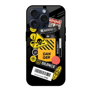 Slim Protection Shock Absorption Layer Danger Signs Glass Case for iPhone 15 Pro