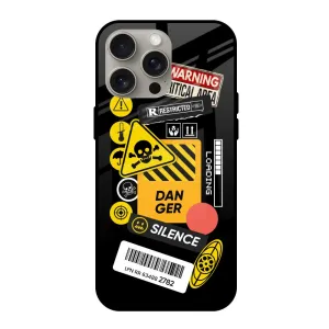 Light Form Danger Signs Glass Case for iPhone 15 Pro Max