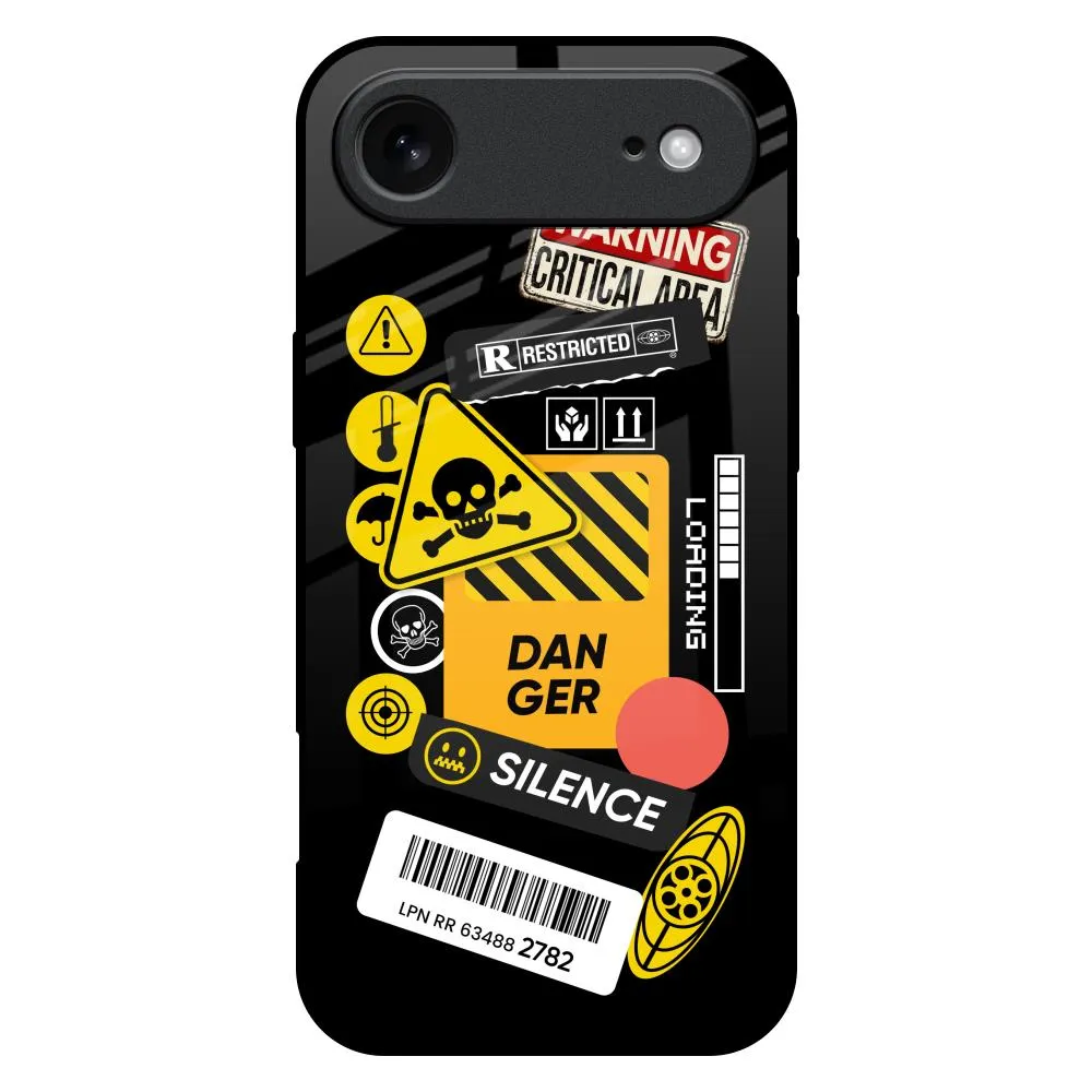 Student Friendly Luxury Appeal Danger Signs Glass Case for iPhone 17 Air
