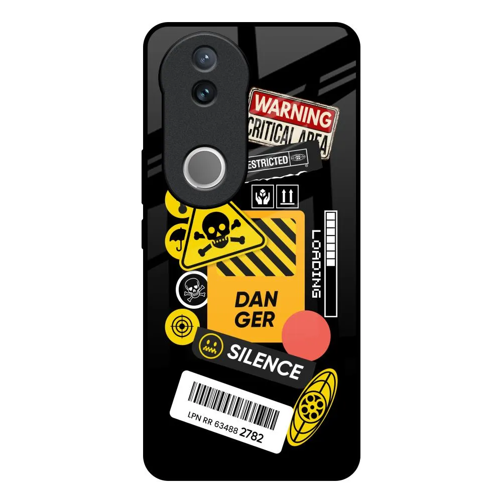 Easy Access Premium Feel Danger Signs Glass Case for IQOO Z10R 5G