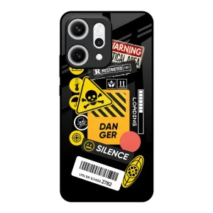 Danger Signs Glass Case for Oppo Reno14 5G Elegant Build Texture Protective Detailing