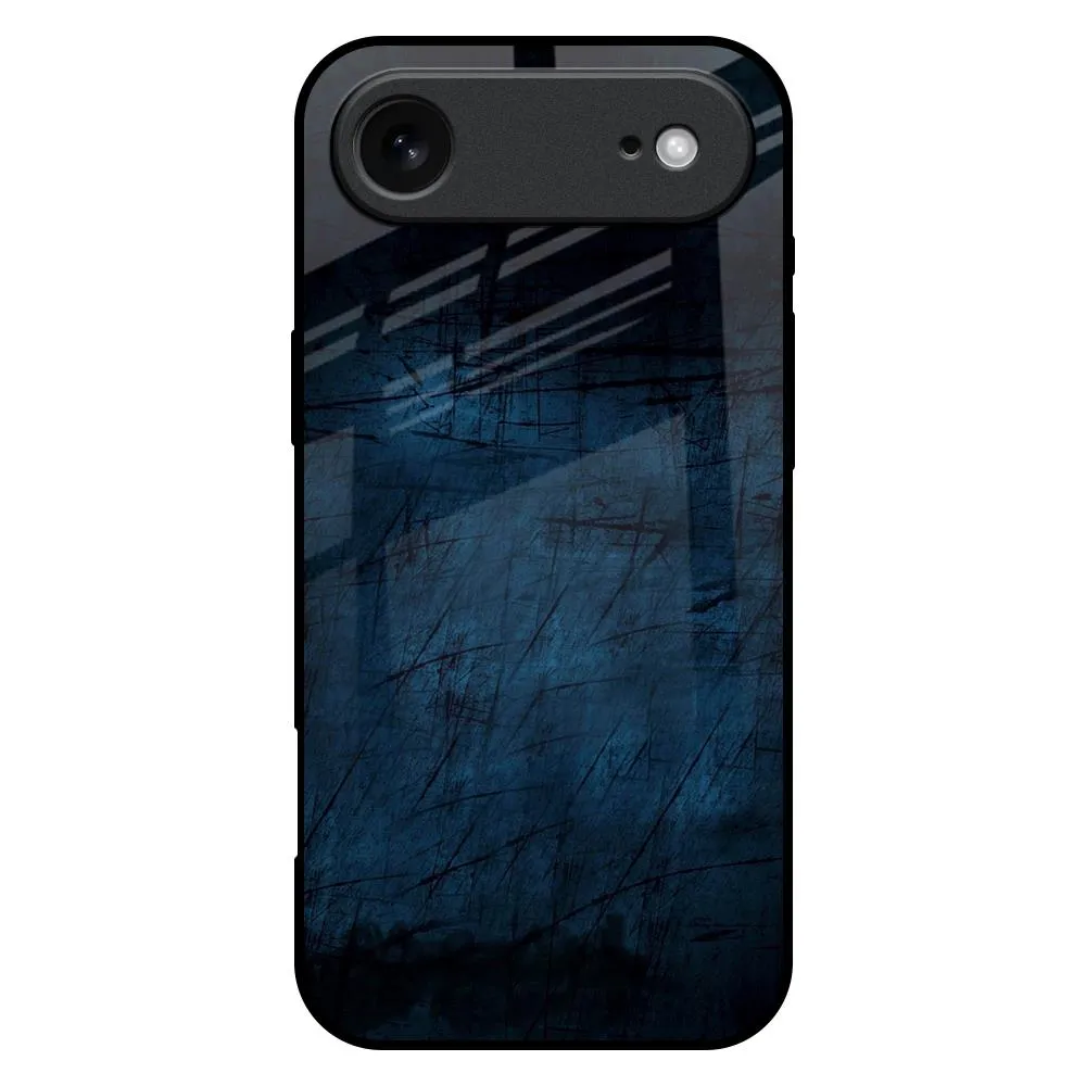 Matte Feel Texture Dark Blue Grunge Glass Case for iPhone 17 Air