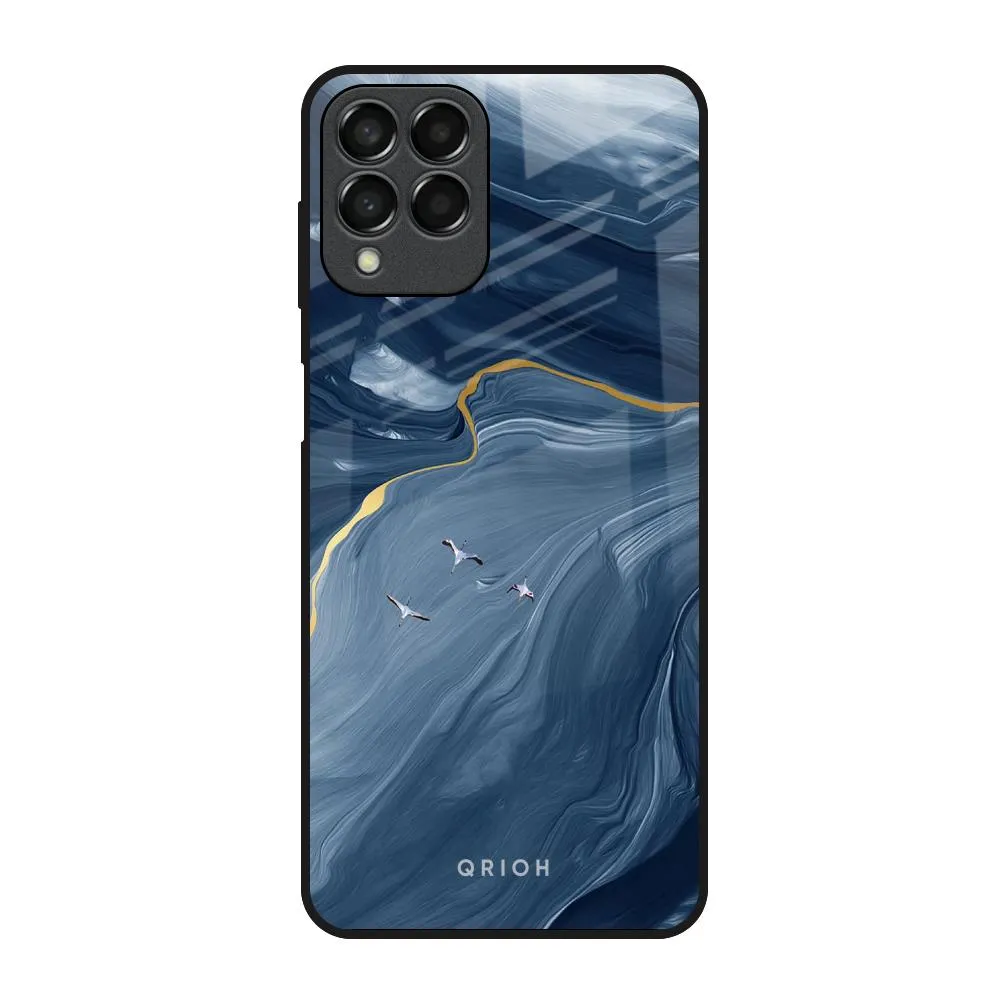 Deep Ocean Marble Glass Case for Samsung Galaxy M53 5G Comfort Feel