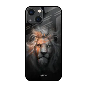 Hybrid Texture Layer Devil Lion Glass Case for iPhone 14 Plus
