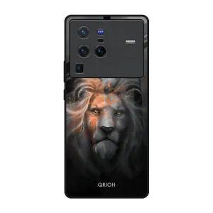 Printed Artwork Devil Lion Glass Case for Vivo X80 Pro 5G