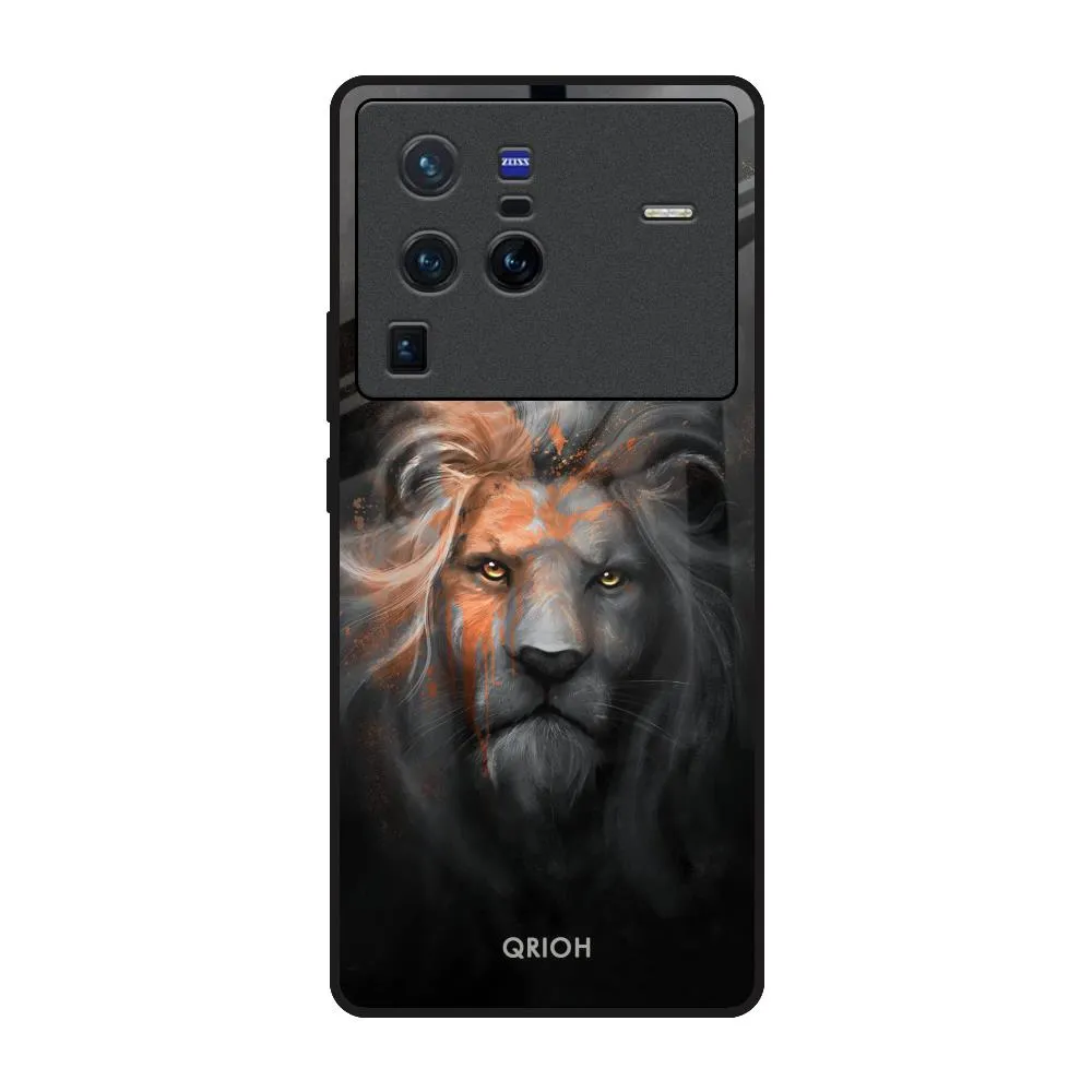 Printed Artwork Devil Lion Glass Case for Vivo X80 Pro 5G