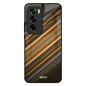 Minimalist Aesthetic Modern Build Diagonal Slash Pattern Glass Case for Oppo Reno 12 Pro 5G