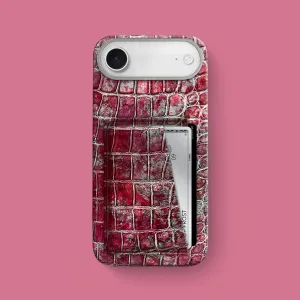 Minimal Grip Stylish Detailing Double Card Case 1/1 Garnet For iPhone 17 Air In Alligator