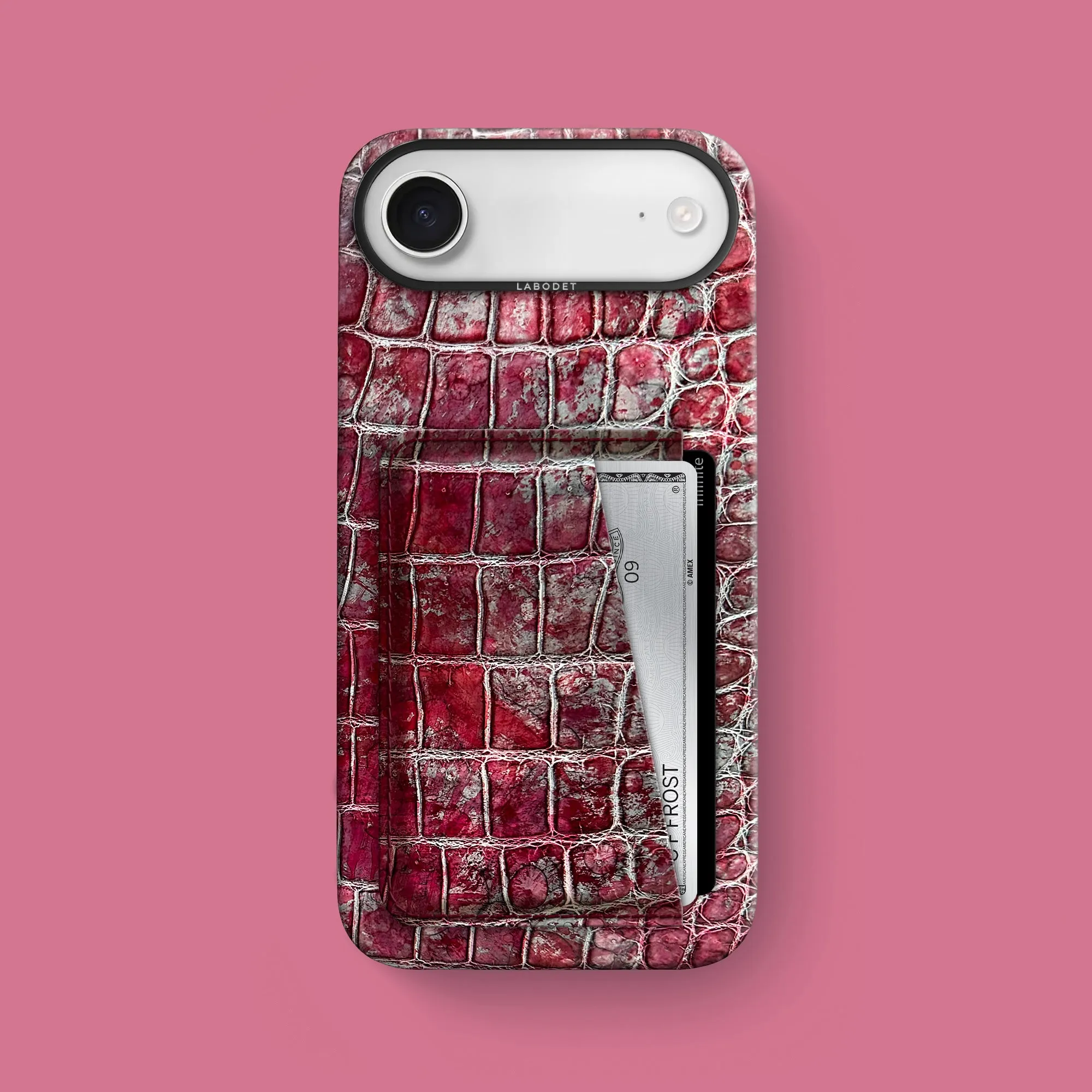 Double Card Case 1/1 Garnet For iPhone 17 Air In Alligator Sleek Finish