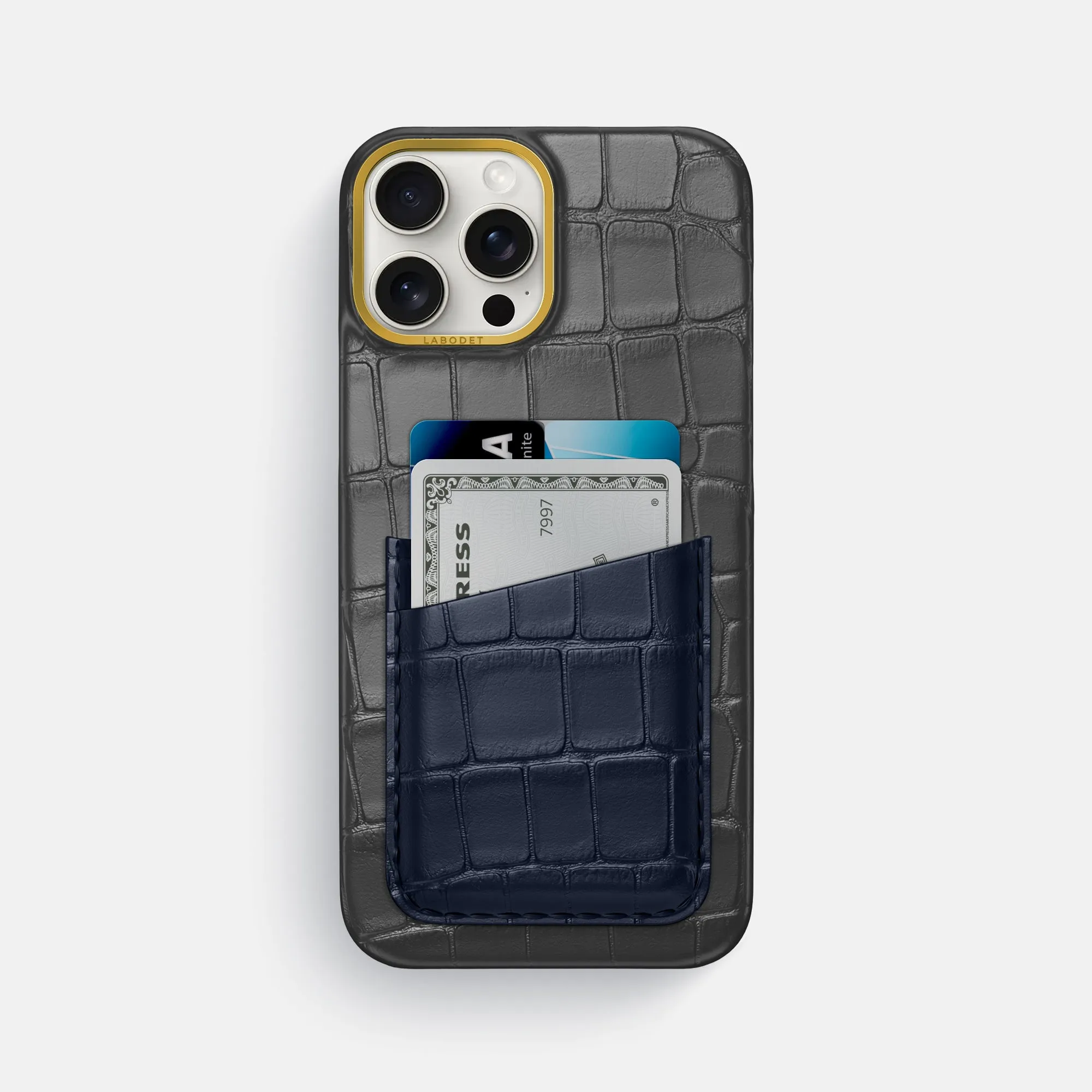 Double Card Case Color?? For iPhone 16 Pro Max In Alligator Trendy Design Soft Surface Layer