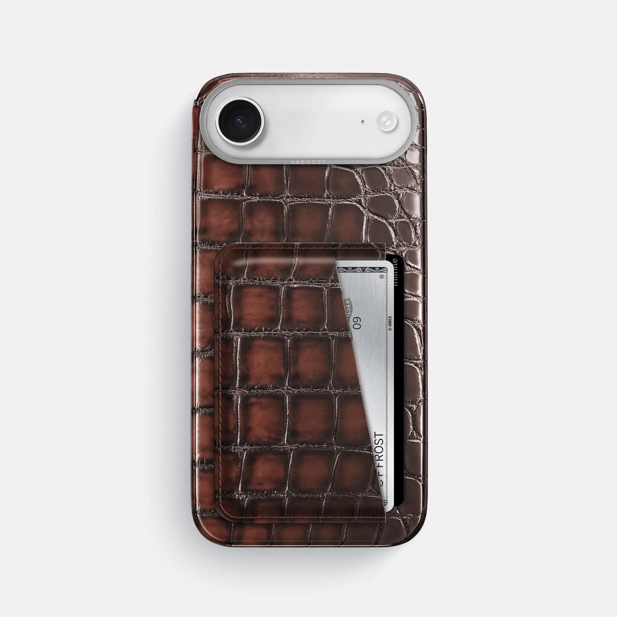 Double Card Case For iPhone 17 Air In Patina Alligator Modern Style