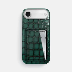 Double Card Case For iPhone 17 Air In Patina Alligator Matte Look Design