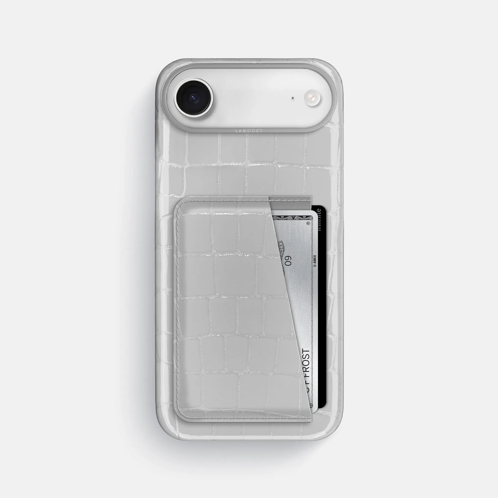 Double Card Case For iPhone 17 Air In Shiny Alligator Clear Design