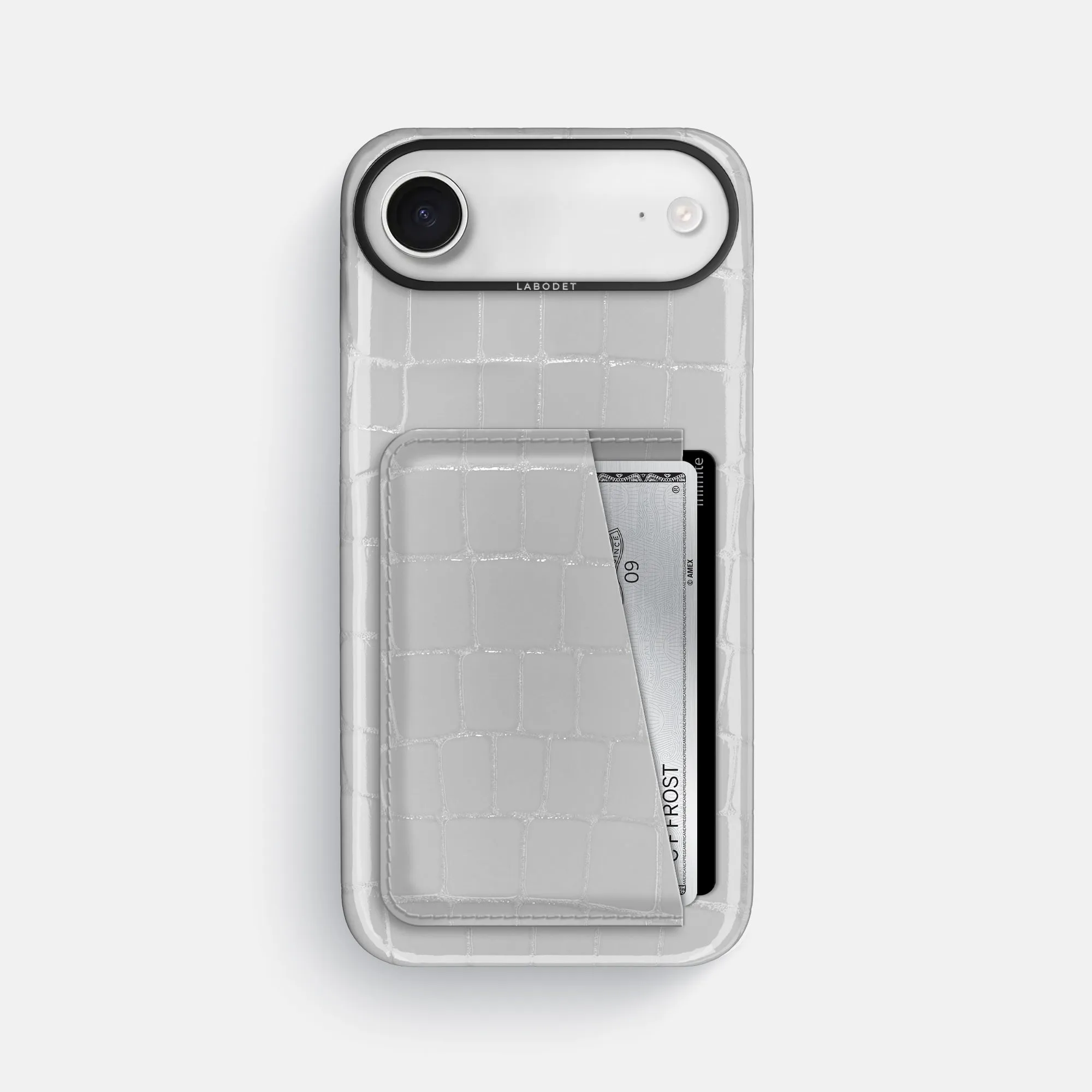 Minimal Touch Student Gear Double Card Case For iPhone 17 Air In Shiny Alligator