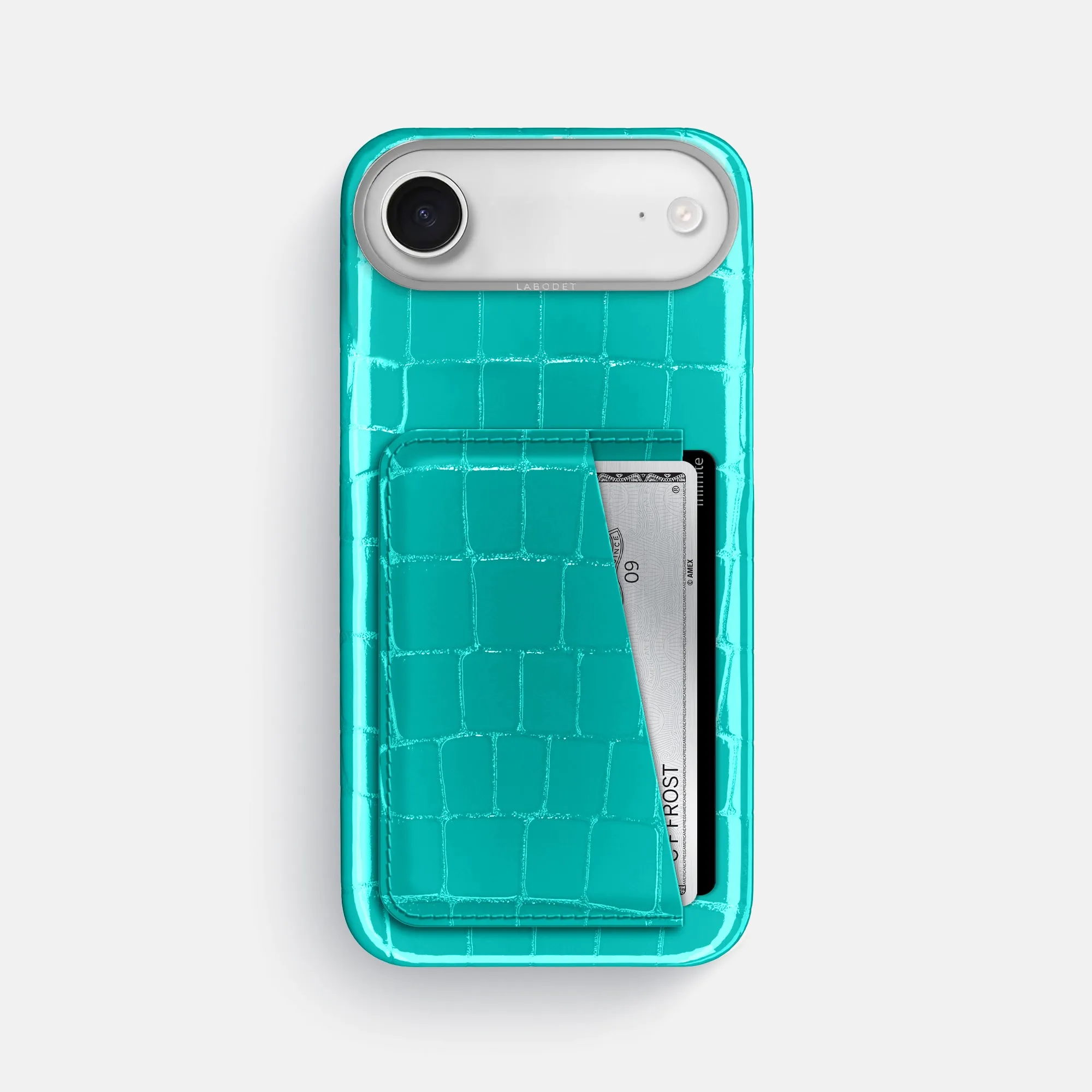 Double Card Case For iPhone 17 Air In Shiny Alligator Soft Detail