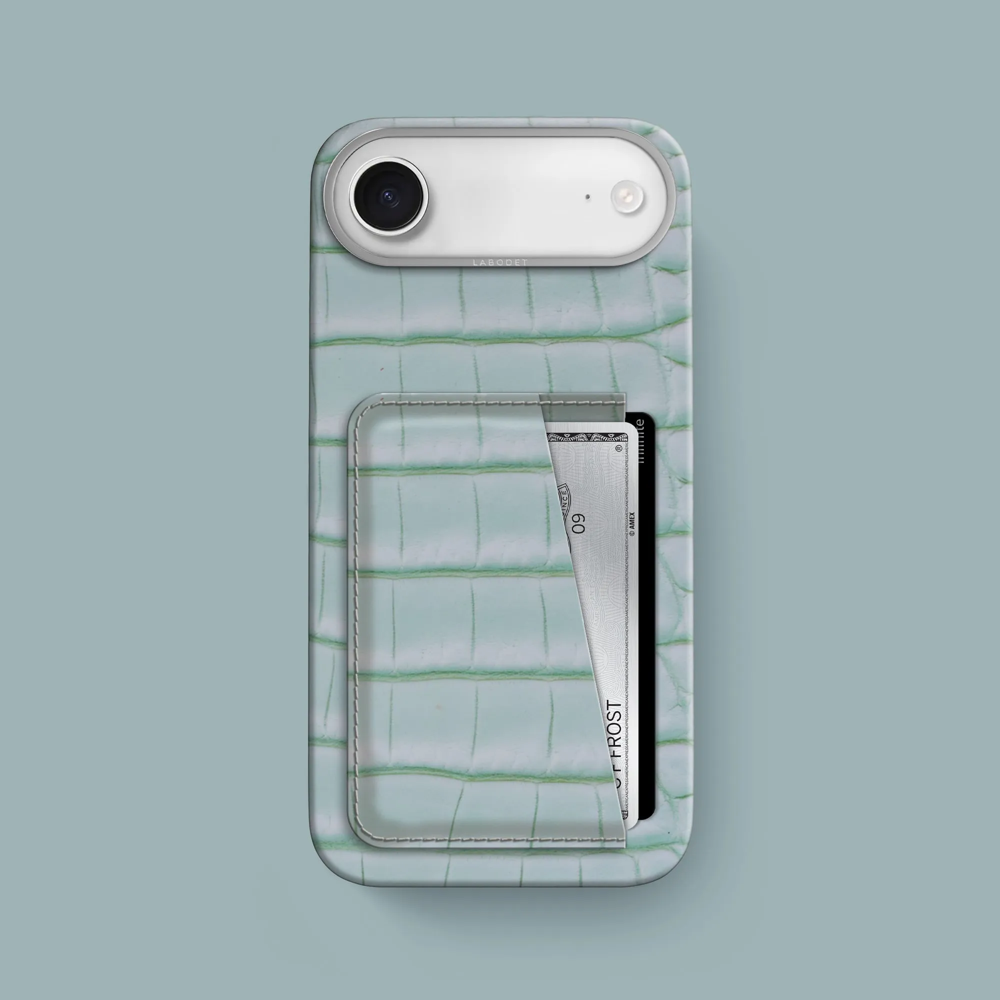 Double Card Case Mint Gum For iPhone 17 Air In Alligator Flexible Detail Design
