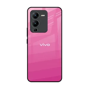 Pink Ribbon Caddy Glass Case for Vivo V25 Pro Comfort Fit Flexible Pattern