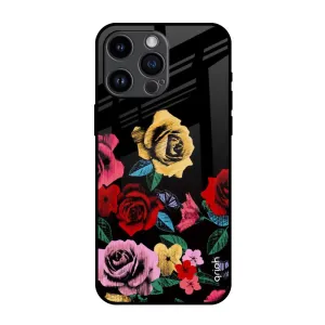 Practical Look Floral Decorative Glass Case For iPhone 14 Pro Max