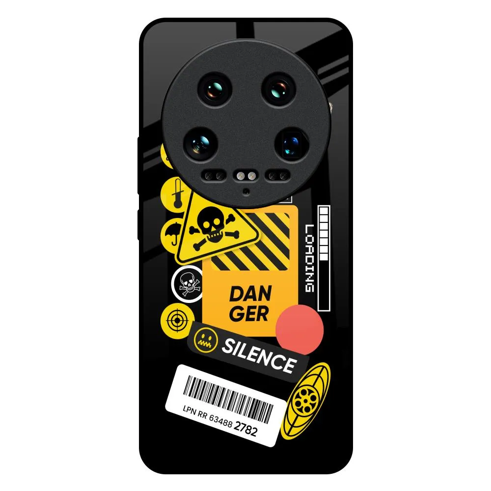 Compact Look Danger Signs Glass Case for Mi 14 Ultra 5G