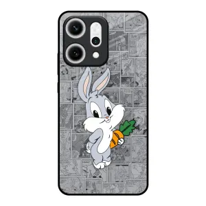 Cute Baby Bunny Glass Case for Oppo Reno14 5G Premium Feel Layer