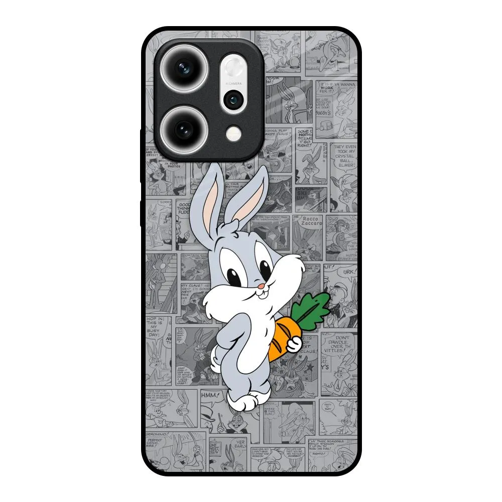 Cute Baby Bunny Glass Case for Oppo Reno14 5G Premium Feel Layer